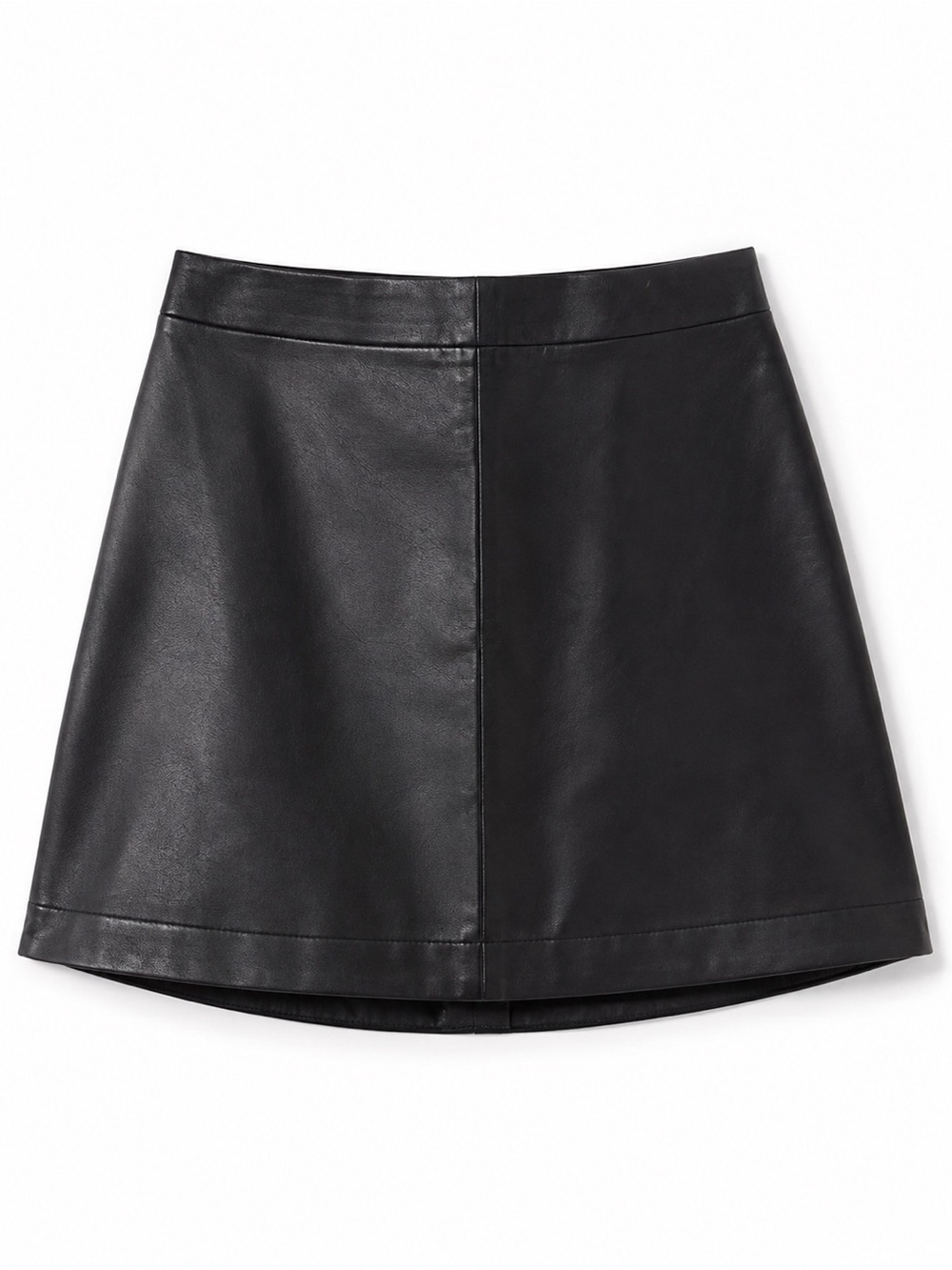 GAP Black Faux-Leather A-Line Mini Skirt